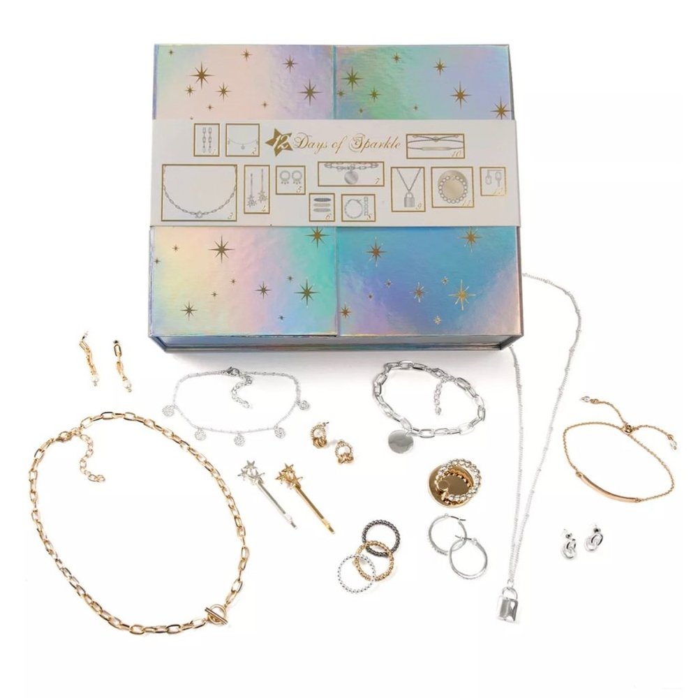 Jewelry Christmas Gift Set 12 Days of Sparkle Hologram Calendar